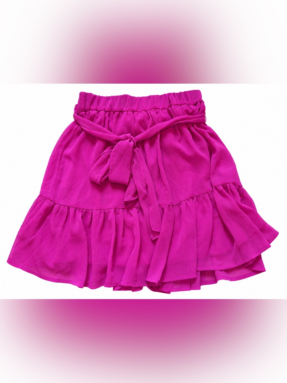Banana Republic Magenta Ruffle Tie-Waist Mini Skirt